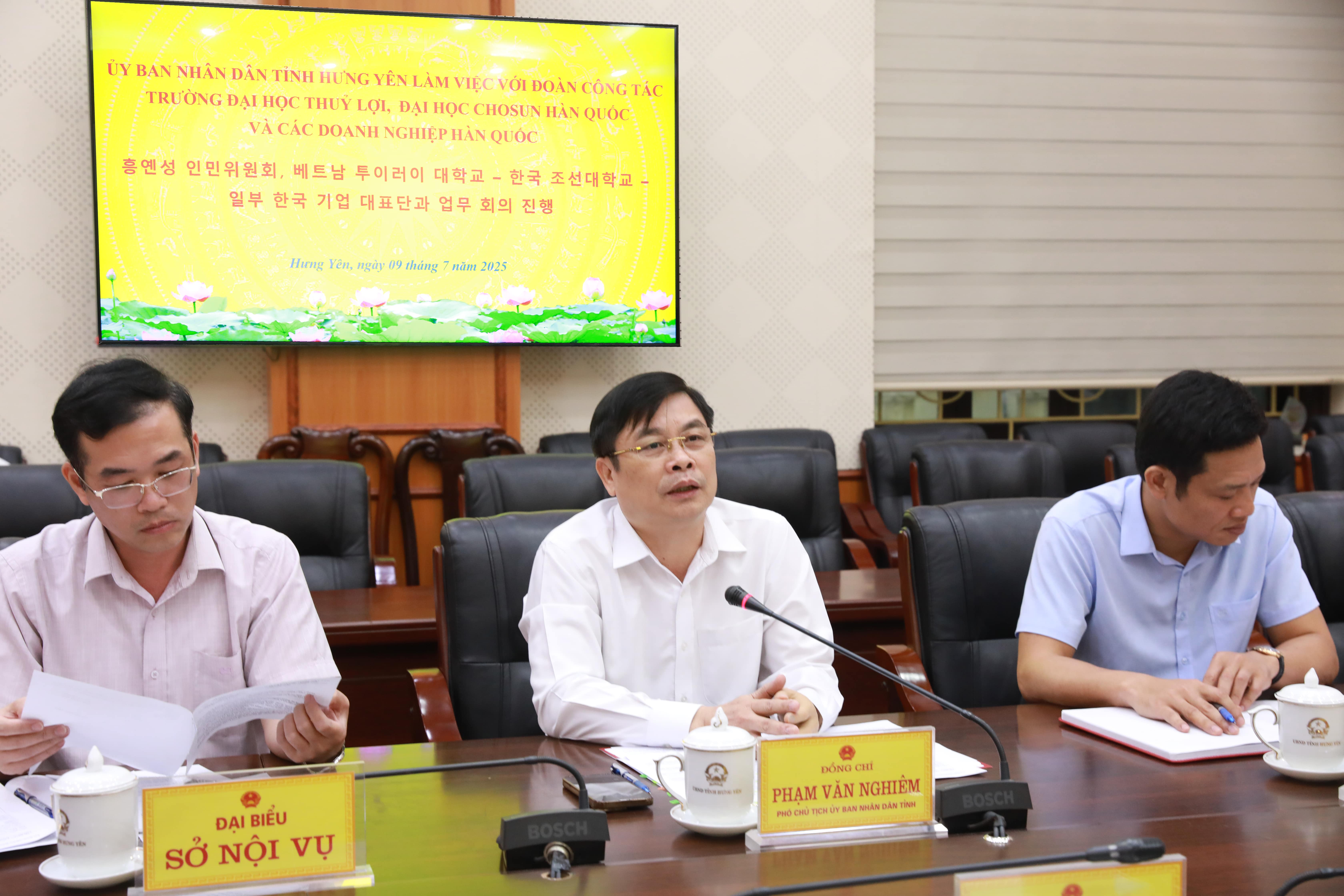 UBND tỉnh Hưng Yên làm việc với Trường Đại học Thủy lợi, Đại học Chosun và các Doanh nghiệp Hàn Quốc