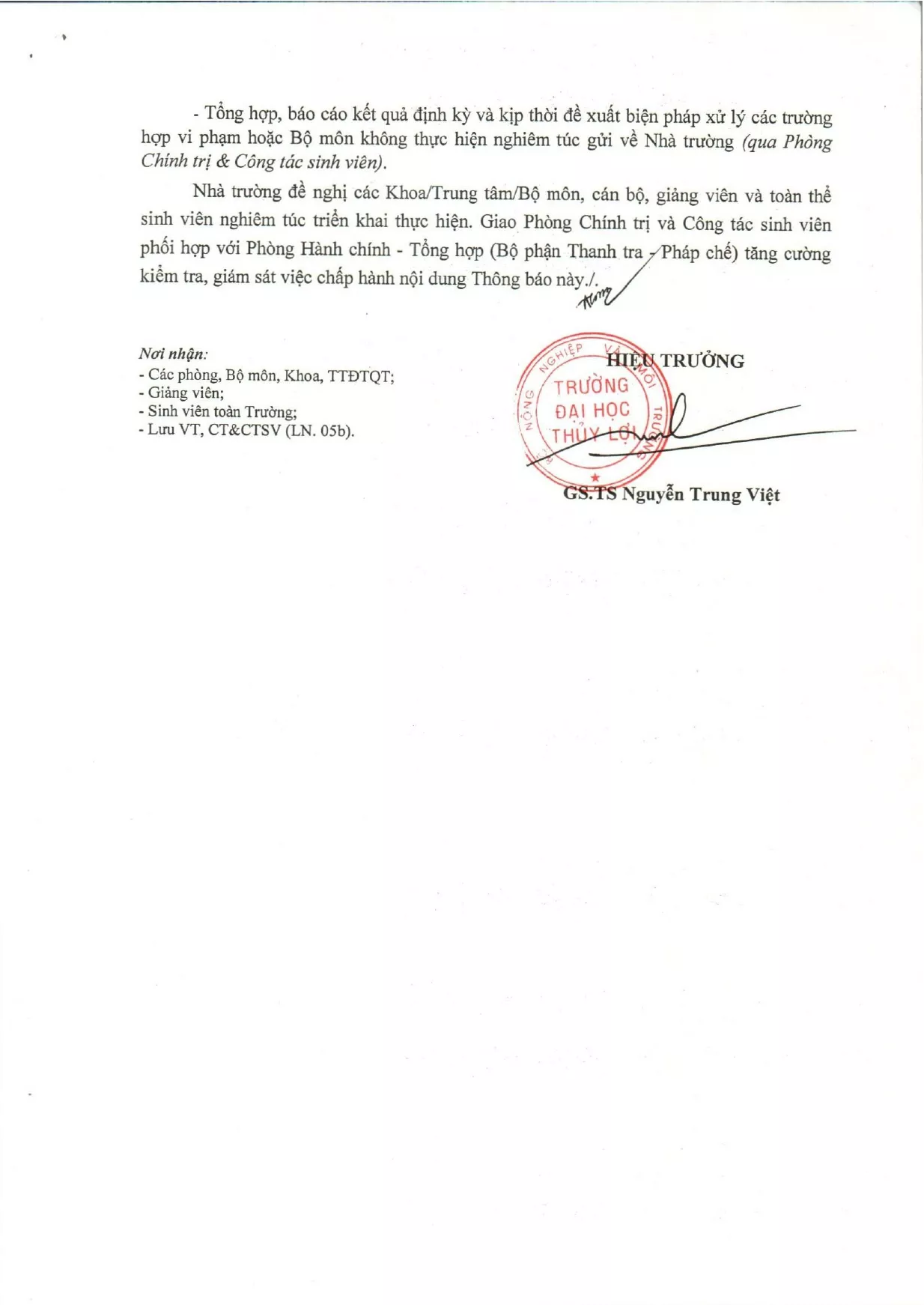 Thông báo thực hiện quy định sử dụng Thẻ sinh viên tại Trường Đại học Thủy lợi