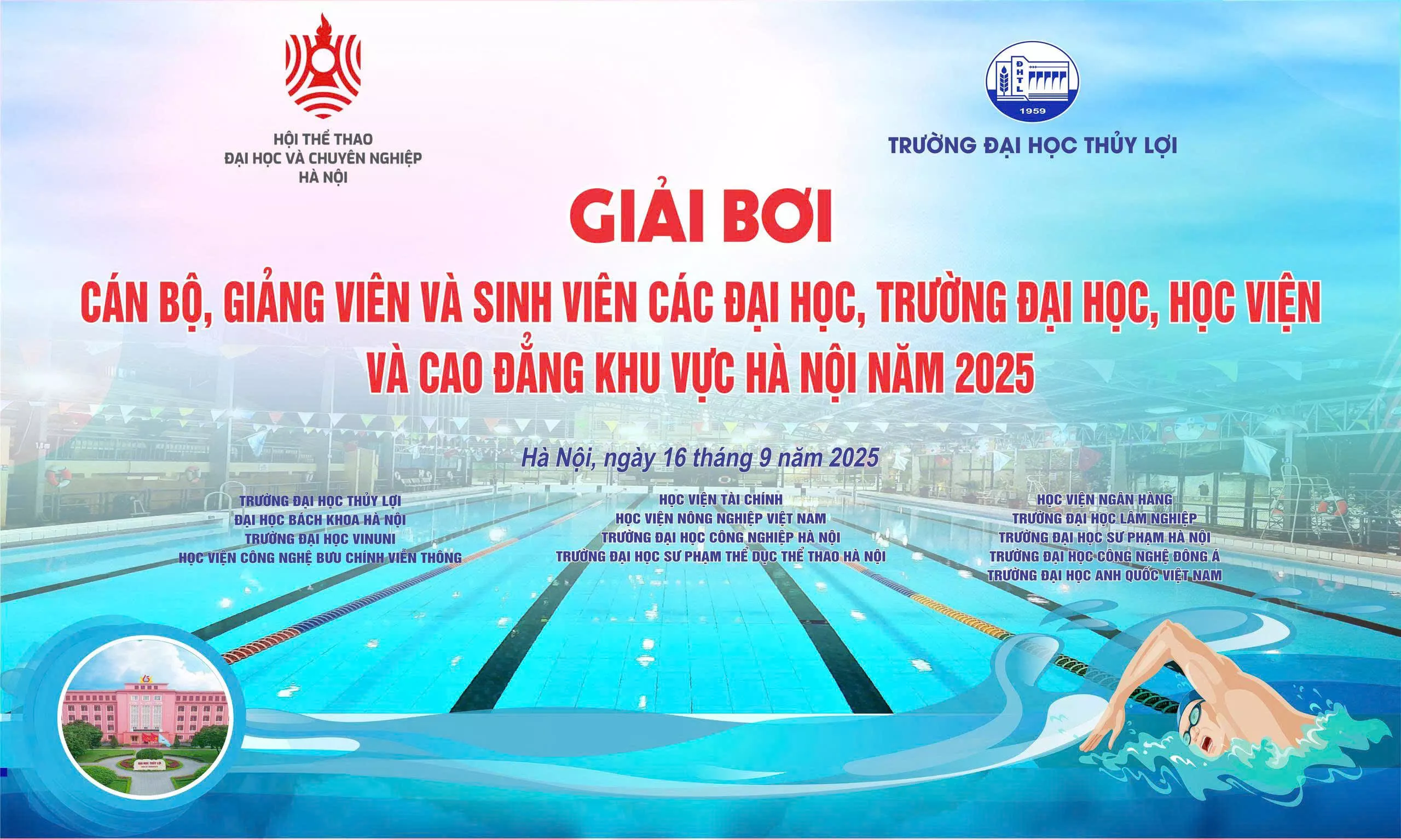Giải Bơi Cán bộ, giảng viên, sinh viên các đại học, trường đại học, học viện và cao đẳng Hà Nội