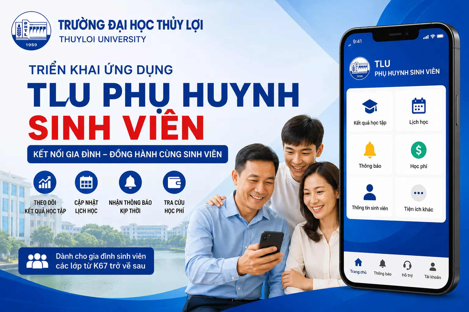 Thông báo Triển khai ứng dụng “TLU Phụ huynh sinh viên” hỗ trợ kết nối gia đình và Nhà trường