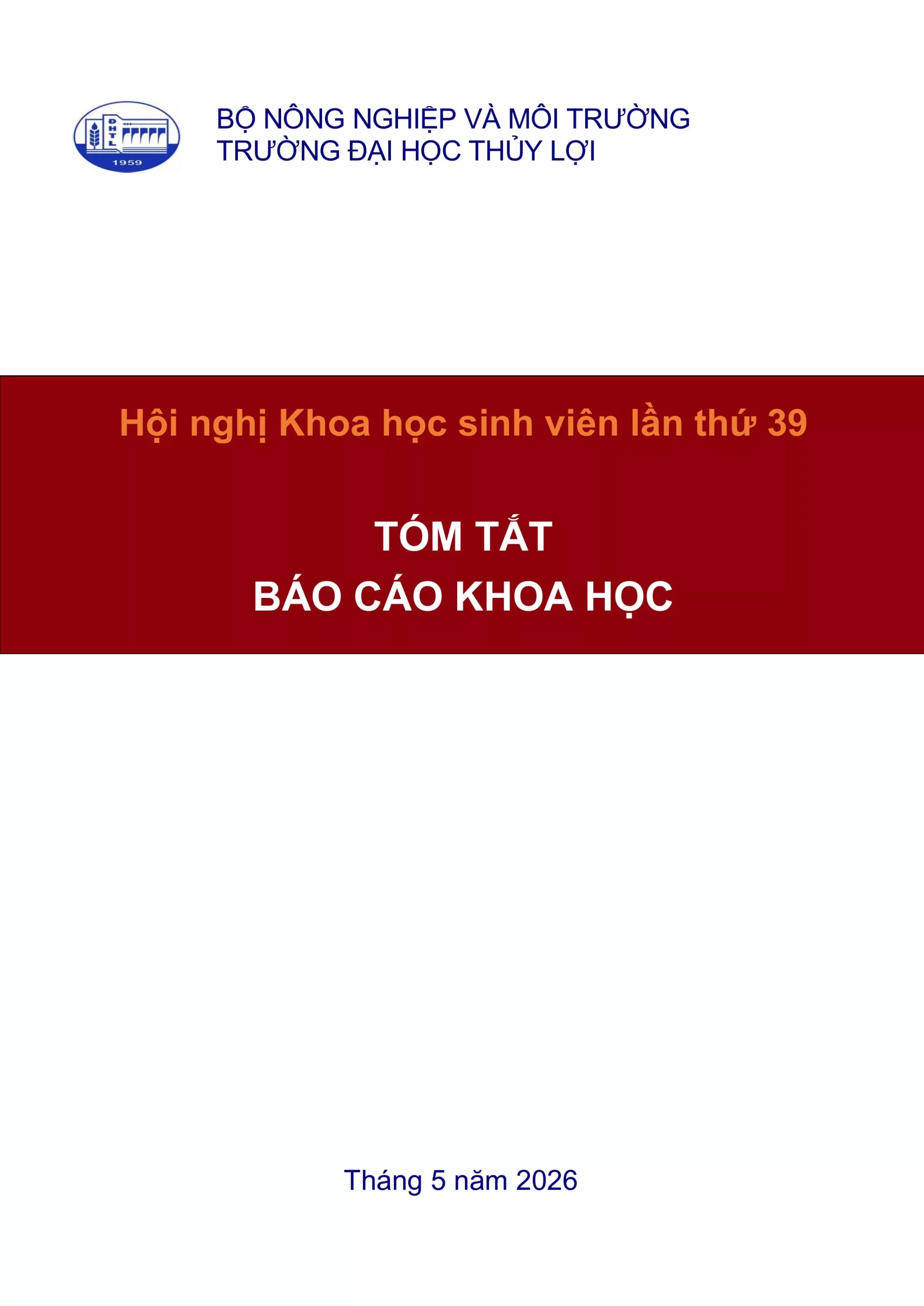 Hội nghị Khoa học sinh viên lần thứ 39, năm học 2025-2026