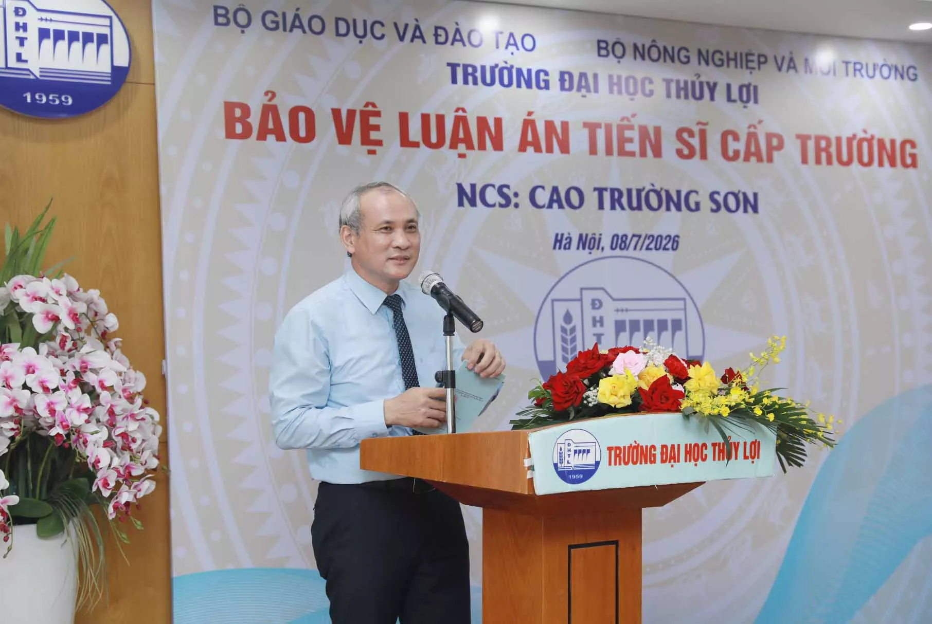Trường Đại học Thủy lợi tổ chức bảo vệ Luận án tiến sĩ cấp Trường cho nghiên cứu sinh Cao Trường Sơn