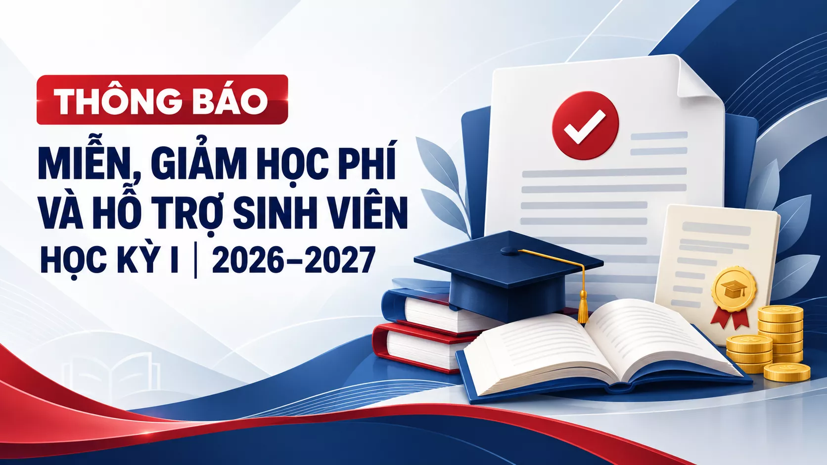 Thông báo về miễn, giảm học phí và các chế độ hỗ trợ sinh viên học kỳ I năm học 2026-2027